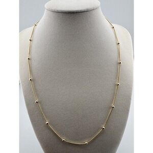 14K Gold Plated Snake‎ Chain 24" Necklace with Polished Bead Accents Minimalist